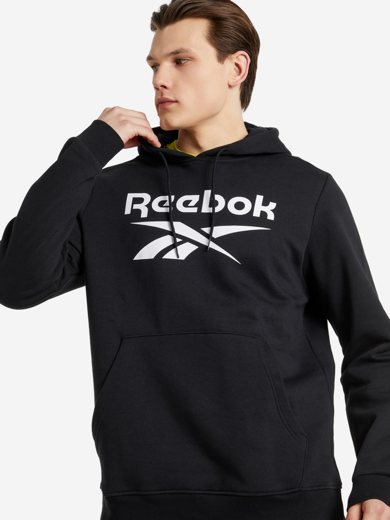 Худи мужская Reebok Big Stacked Logo черный цвет — купить за 3699 руб. со  скидкой 50 %, отзывы в интернет-магазине Спортмастер