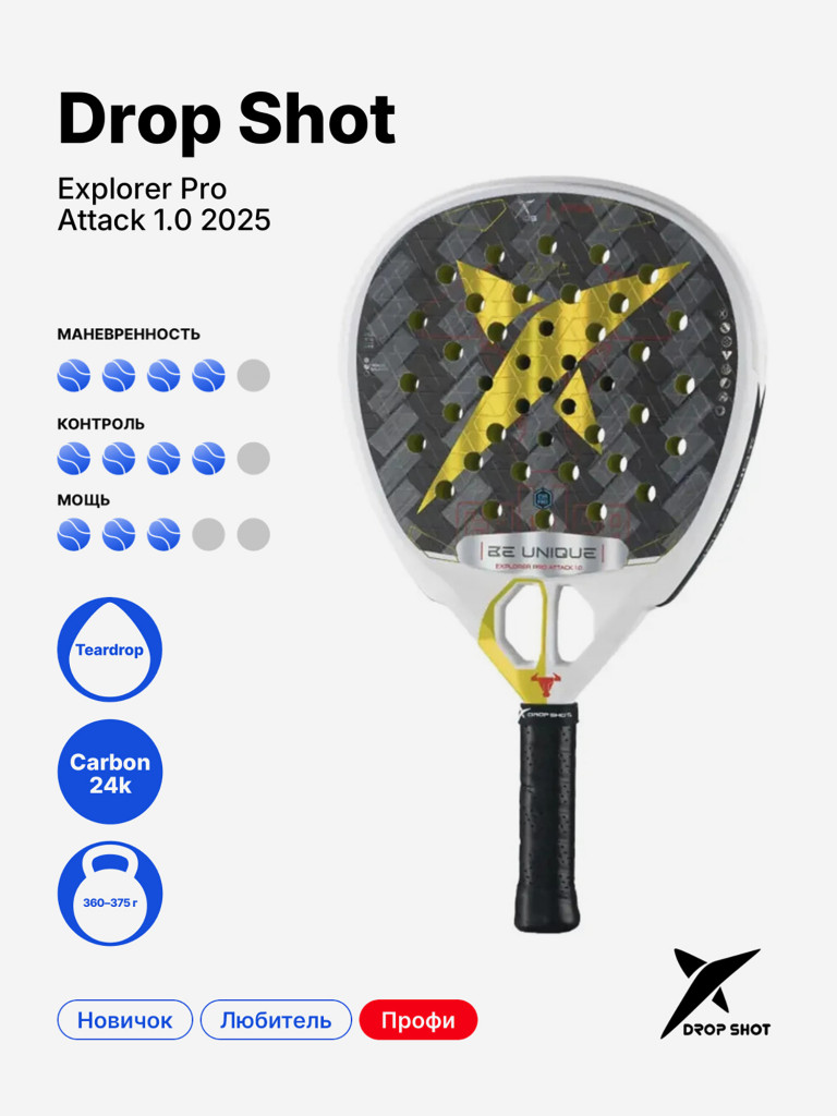 Ракетка для падела Drop Shot Explorer Pro Attack 1.0 2025