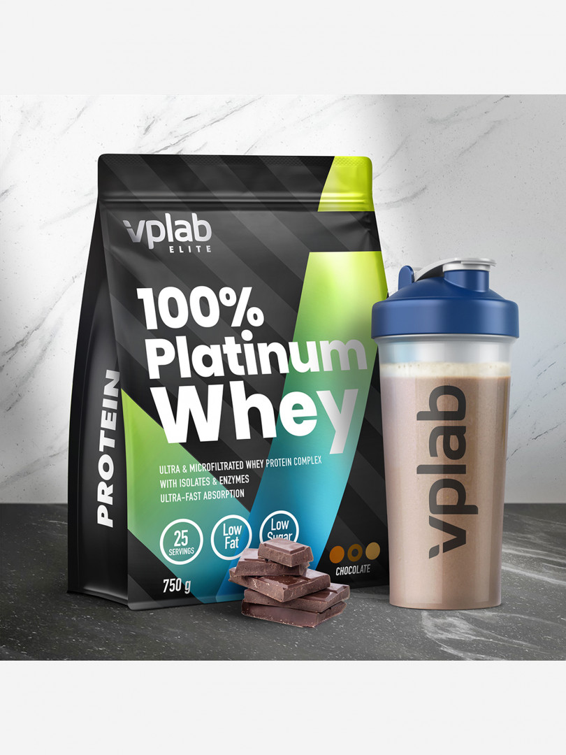 Протеин Vplab 100% Platinum Whey "Шоколад", 750 г 32877720299 Черный, фото 3