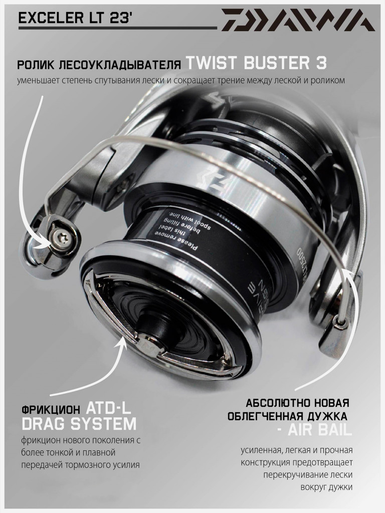 Катушка для спиннинга безынерционная Daiwa 23 Exceler LT 2500