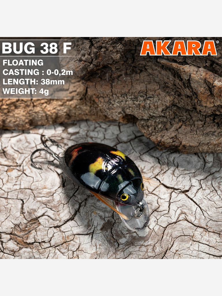 Воблер Akara Bug 38F кренк плавающий жук на голавля, язя, форель 4гр 13