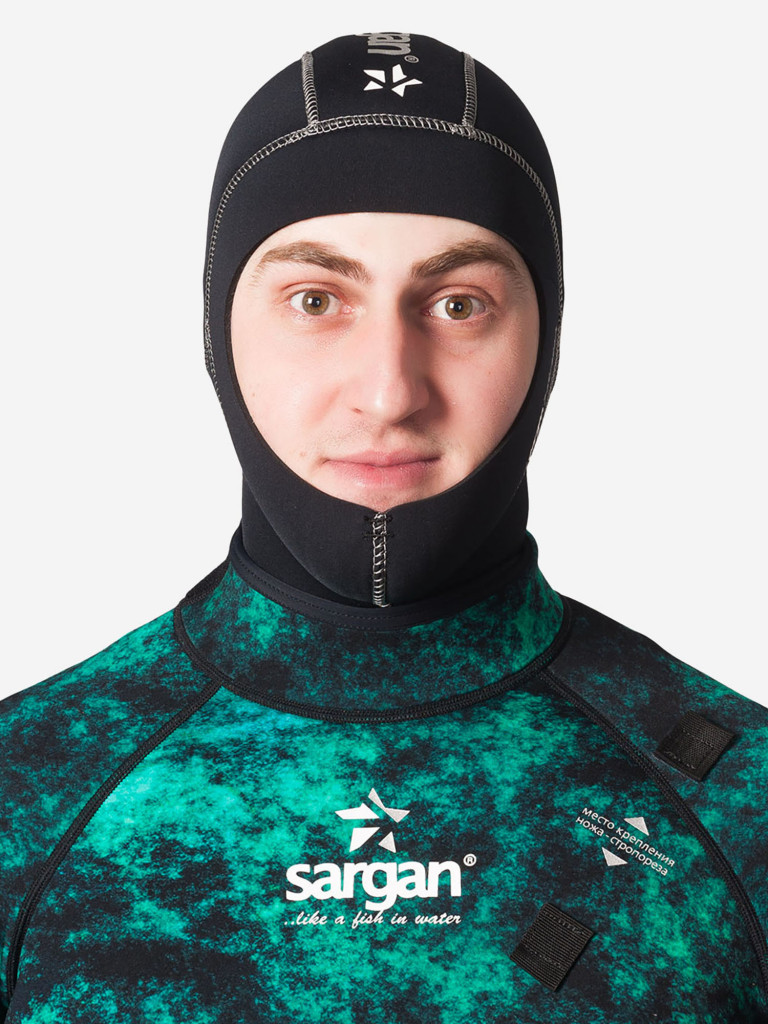 Шлем из неопрена для дайвинга подводной охоты и водного спорта SARGAN Башлык 2.0 неопрен 5мм размер