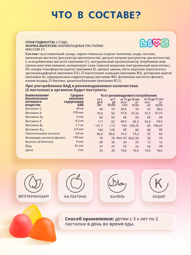 Набор Мультивитамины для детей + Омега 3 детям LIVS, 2 уп