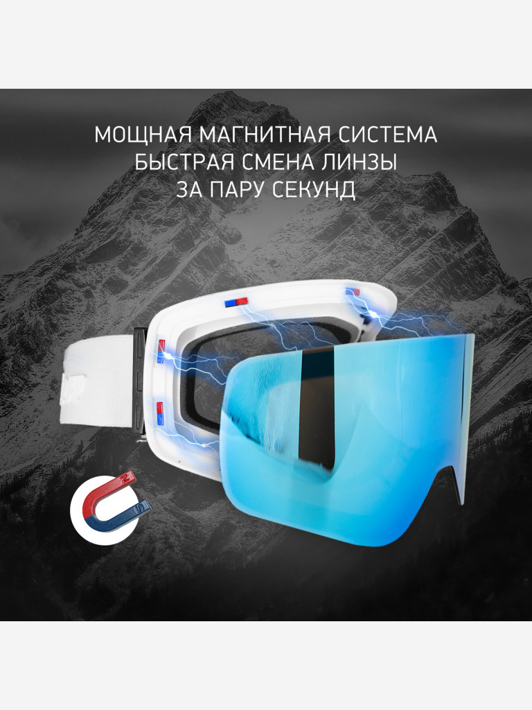 Маска горнолыжная для сноуборда лыж снегоходов EasyRider WHITE/BLUE