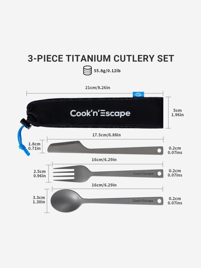 Набор столовых приборов CA2005 3-Piece Titanium Cutlery Set