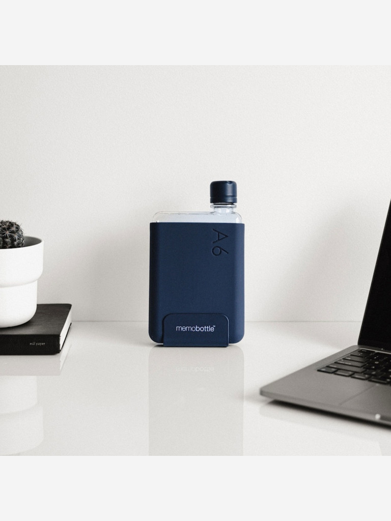 Бутылка с силиконовым чехлом Memobottle A6, синий