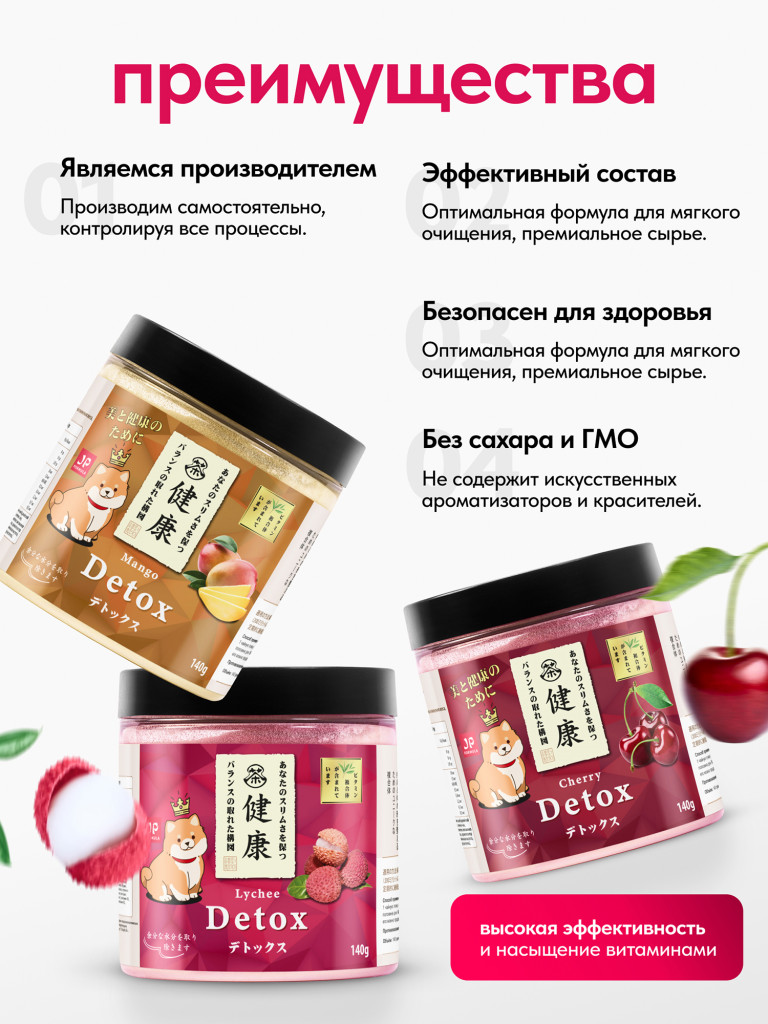 Детокс дренажный напиток для похудения, Набор 3шт, detox мультивитамины от отеков и водного веса