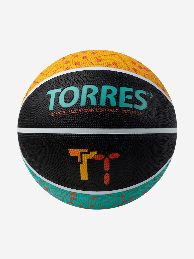 Мяч баскетбольный TORRES TT, B023157, р.7, резина, нейлон. корд, бут. кам., черный-мультиколор