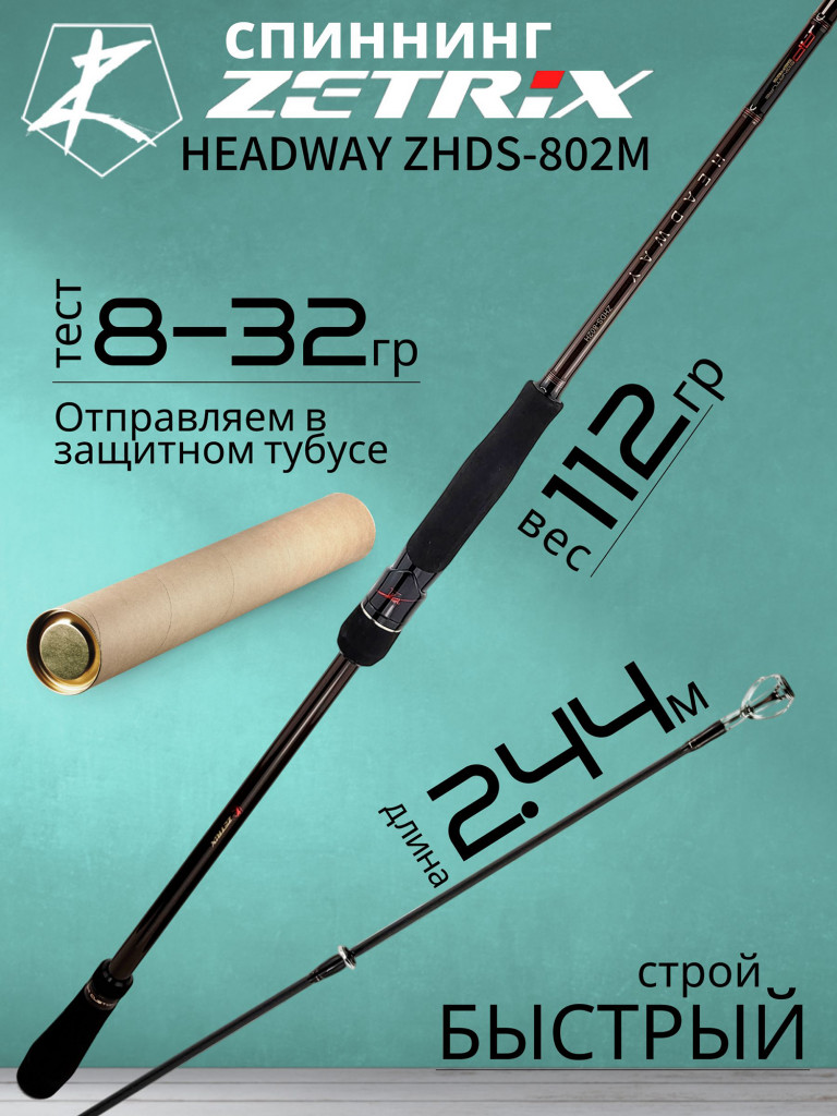 Спиннинг для рыбалки Zetrix HEADWAY ZHDS-802M 2.44м 8-32гр