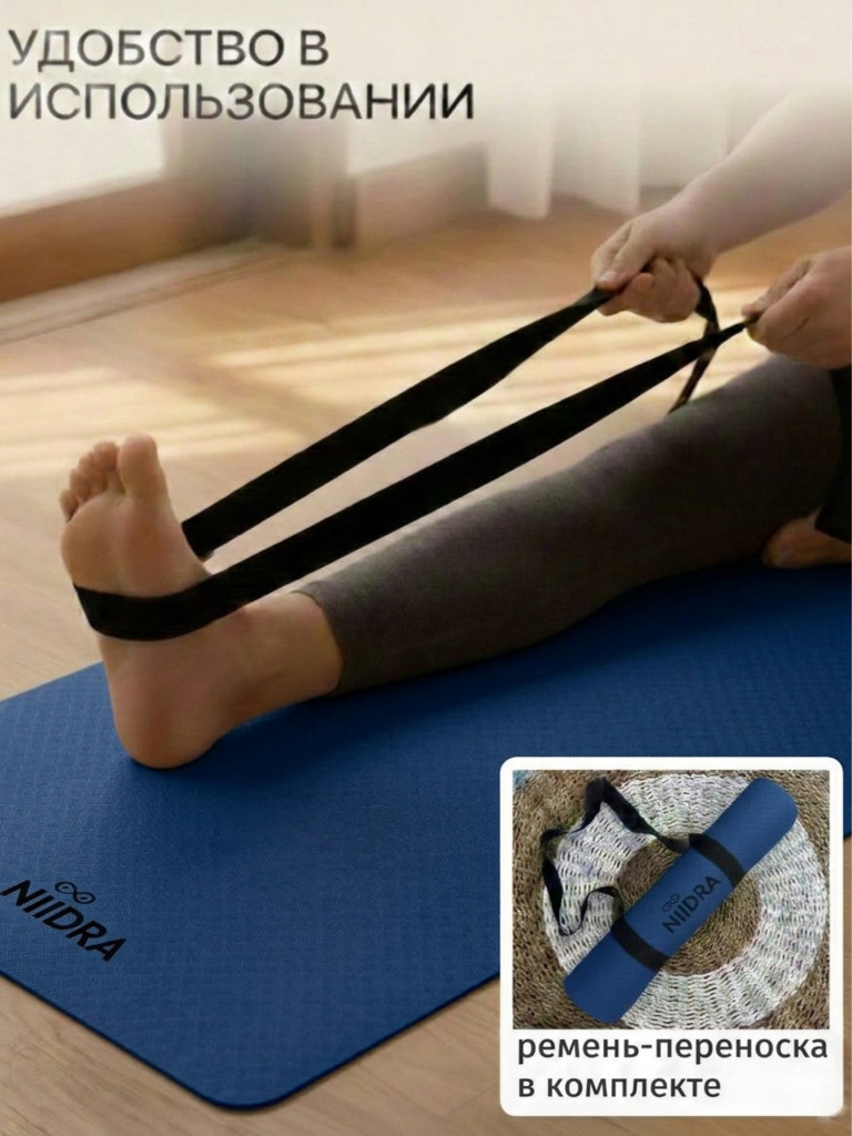 Спортивный коврик NiiDRA Basic темно-синий
