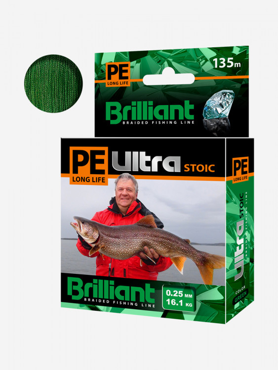 Плетеный шнур для рыбалки AQUA PE Ultra Brilliant Stoic Ultra Green 135m 0.25 mm