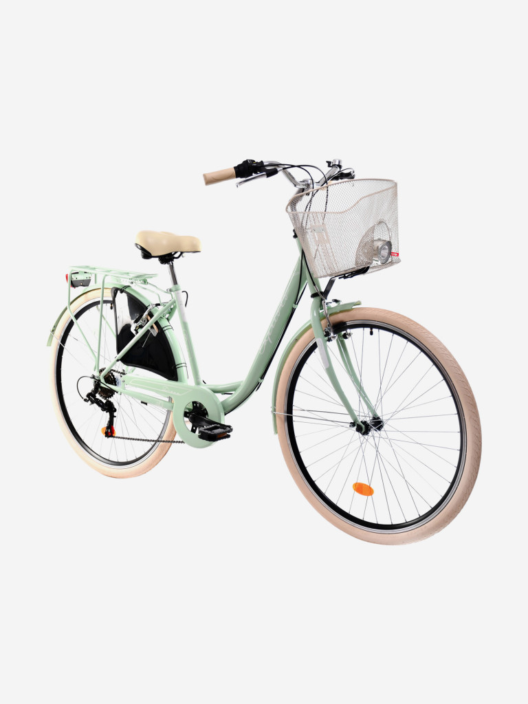 Велосипед CAPRIOLO CITY DIANA ALU (1 X 7), рама алюминий 18'', колёса 28'' (фисташковый - белый)