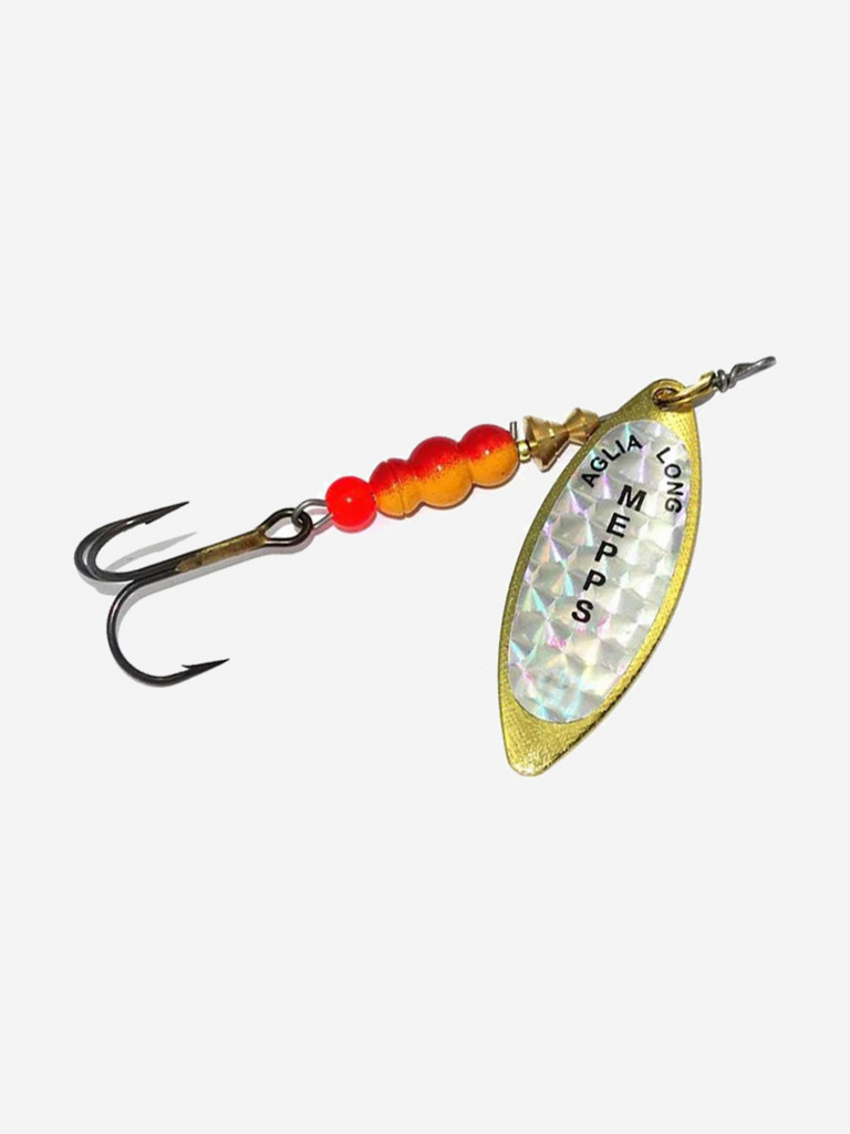 Блесна для рыбалки вертушка Mepps AGLIA LONG RAINBO, 4, Gold, 1 штука
