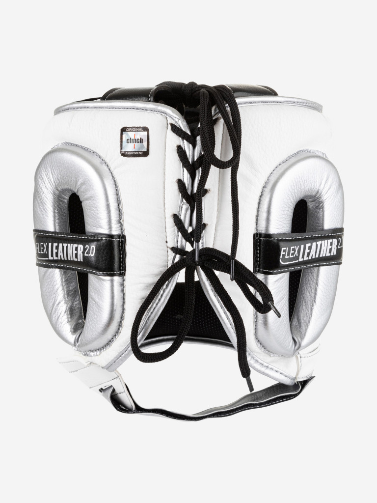 Шлем для единоборств с бампером Clinch Face Guard бело-серебристый