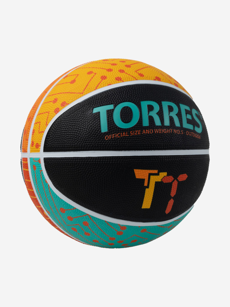 Мяч баскетбольный TORRES TT, B023155, р.5, резина, нейлон. корд, бут. кам., черный-мультиколор