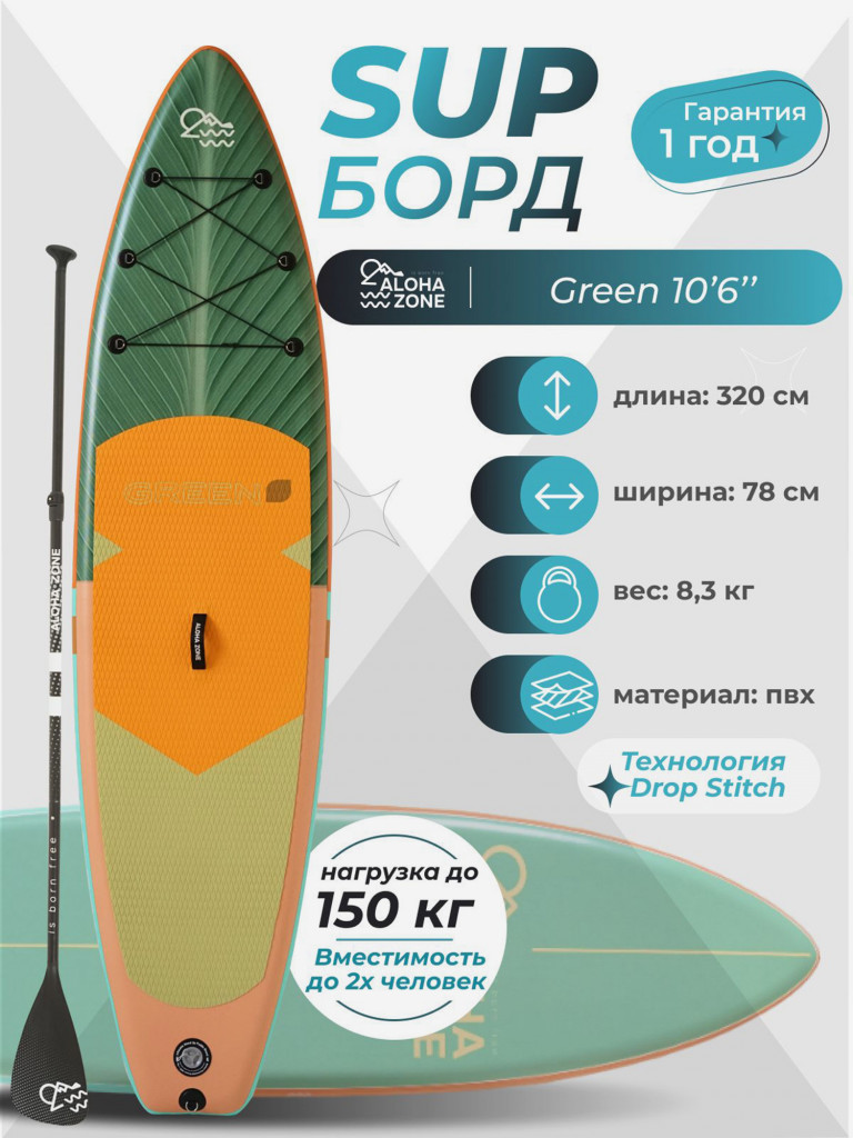 Сапборд Aloha Zone Green 10,6``