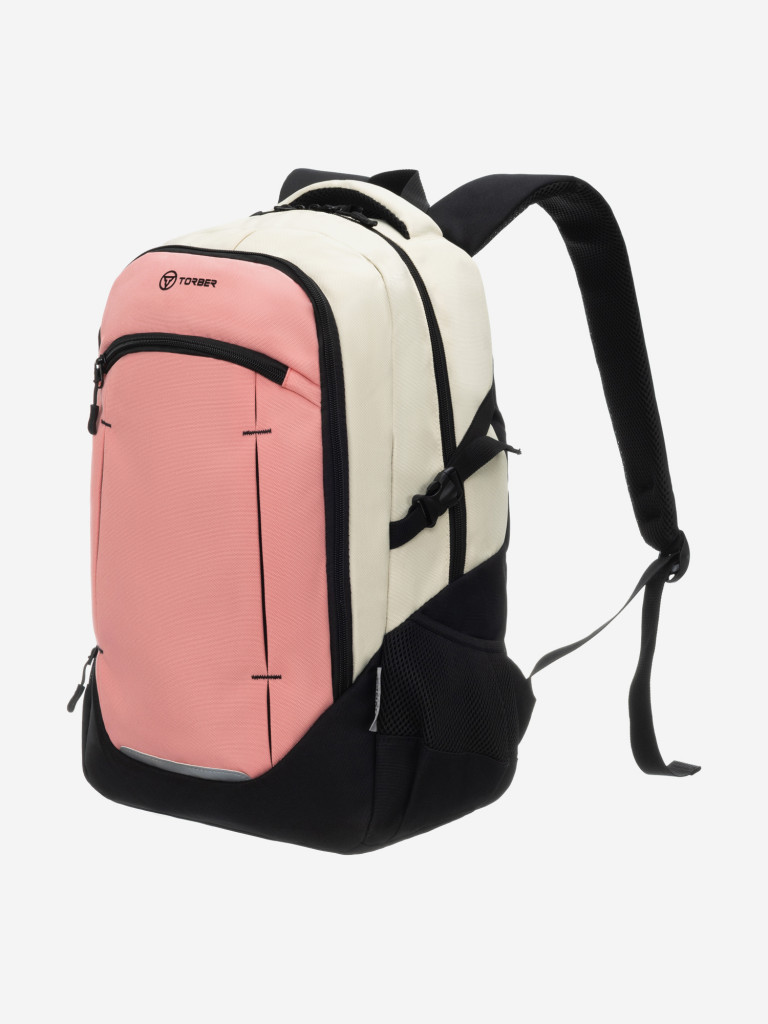 Рюкзак TORBER CLASS X, персиковый, 46 x 32 x 18 см + Мешок для сменной обуви в подарок!