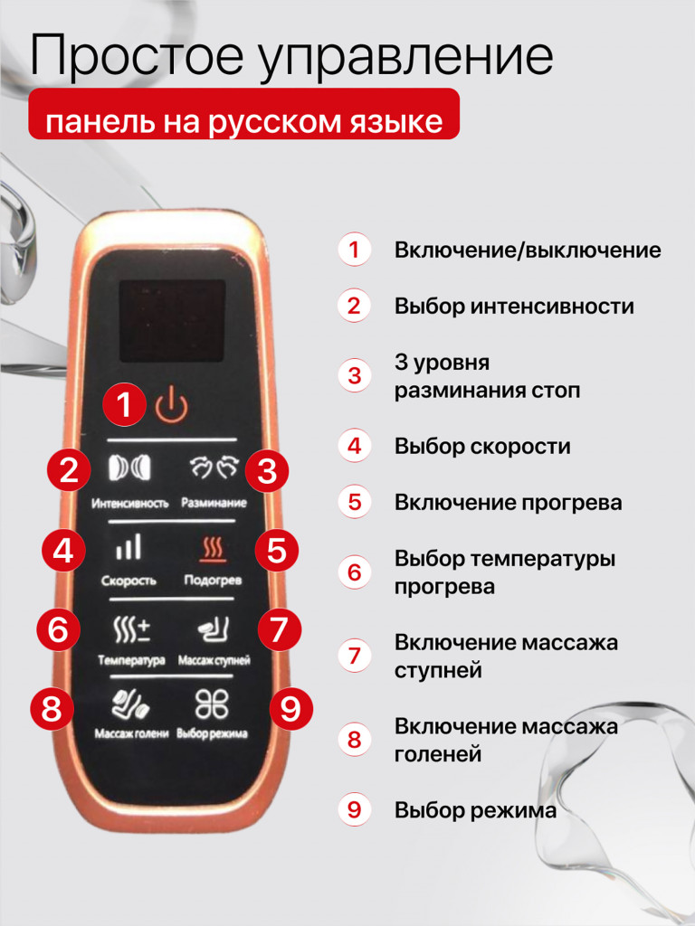 Массажер для ног и икр электрическийSENNE с подогревом, компрессий и многими роликами
