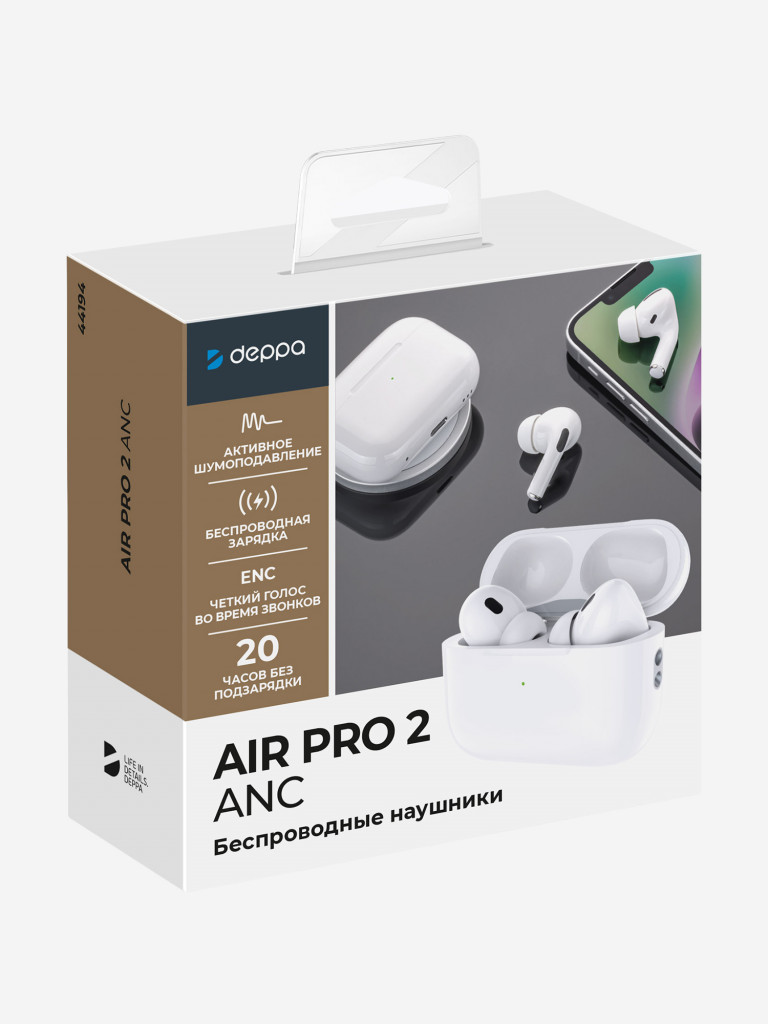 Беспроводные наушники с микрофоном Air Pro 2, шумоподавление ANC, 300 мАч, ANC, Qi