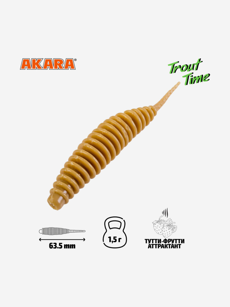 Силиконовая приманка Akara Trout Time REX 2,5 445, Tu-Frutti (20 шт.)