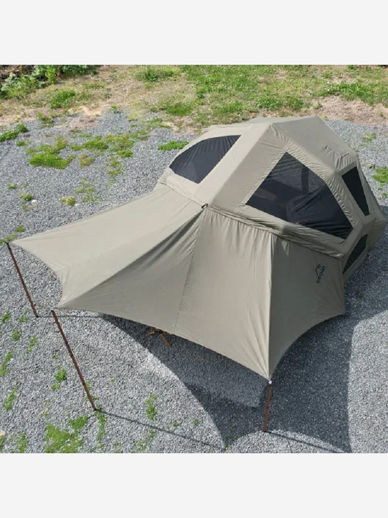 Надувная палатка Coody BESTONA Army Green, 380×380×275 см, 2–4 человека, 2 входа, навес
