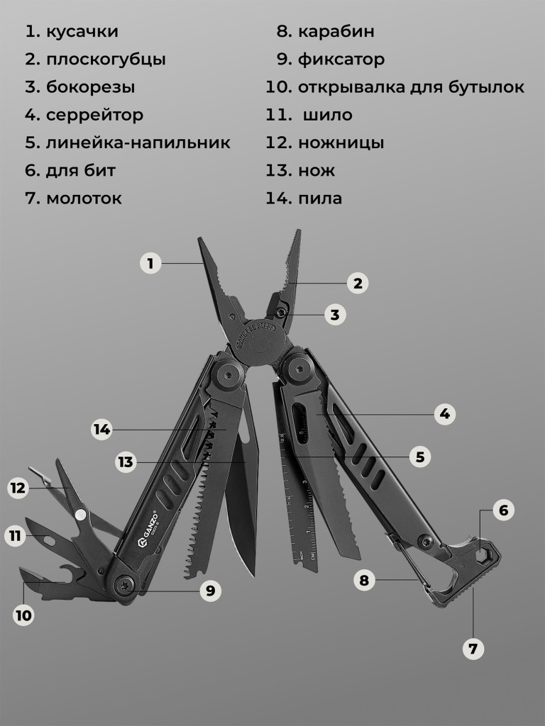 Мультитул Ganzo G305-B черный