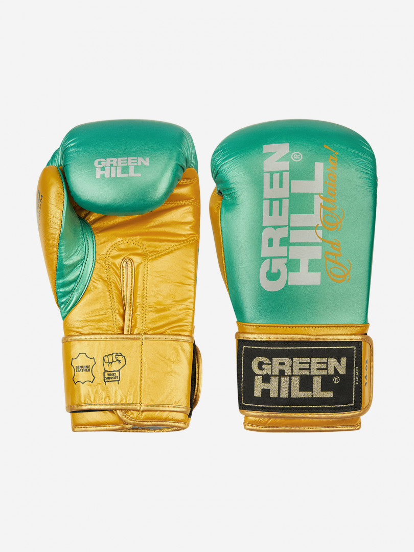 фото Перчатки боксерские green hill legend platinum, зеленый
