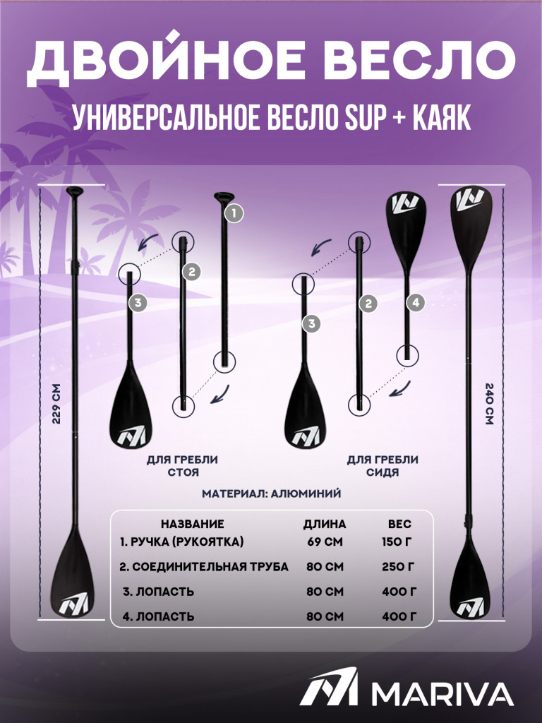 Сапборд двухслойный MARIVA Base Flamingo 335 см