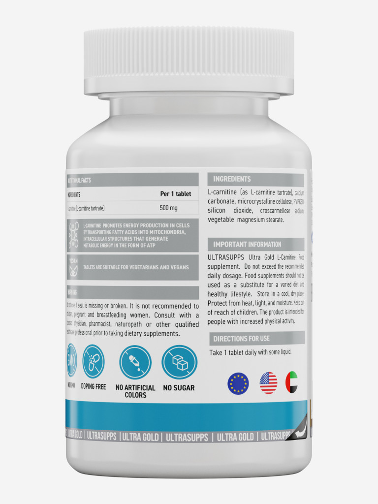L-карнитин Ultrasupp Ultra Gold, 90 шт