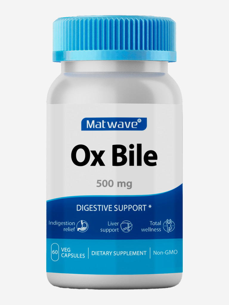 Ox Bile Бычья желчь Matwave, 500 мг, 60 капсул