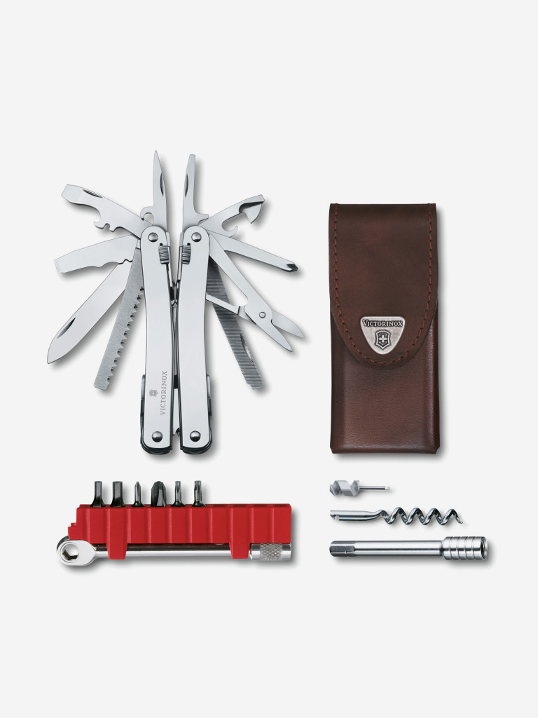 Мультитул VICTORINOX SwissTool Spirit X Plus Ratchet, 105 мм, 36 функций, в кожаном чехле