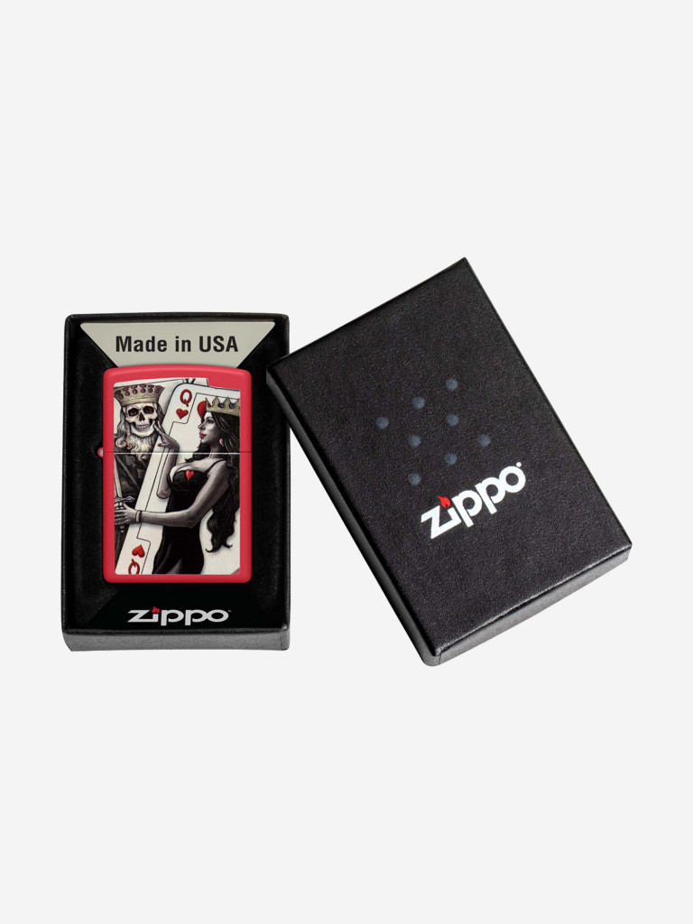 Зажигалка Zippo Skull King Queen Beauty Red Matte