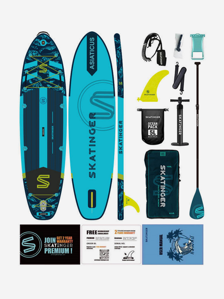 Надувной двухслойный SUP-борд SKATINGER ASIATICUS, 11'6"x35"x6" 350*88*15 см, сапборд
