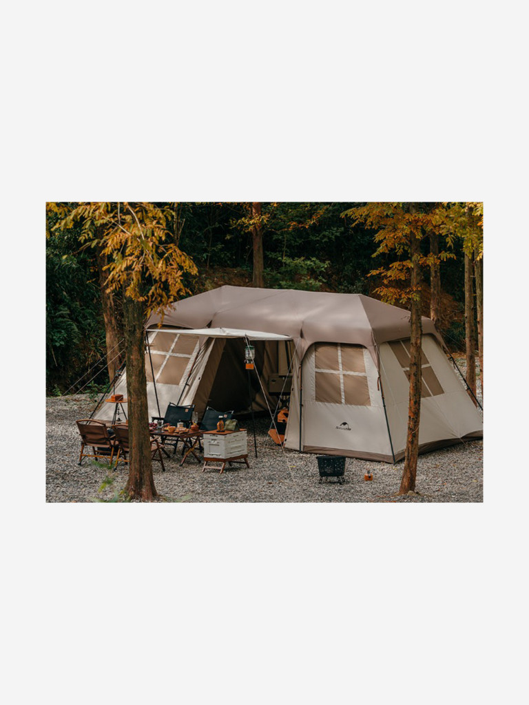 Палатка Naturehike Village 4-местная, автоматическая, алюминиевый каркас, коричневая
