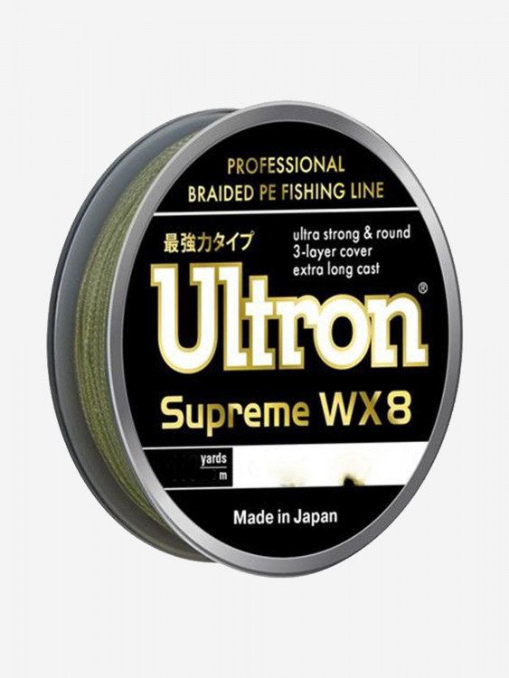 Плетеный шнур для рыбалки ULTRON WX 8 Supreme 0,21 мм, 18,0 кг, 137 м, хаки