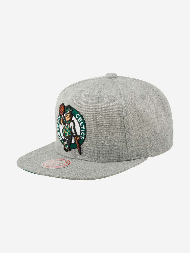 Бейсболка с прямым козырьком MITCHELL NESS HHSS3272-BCEYYPPPGYHT Boston Celtics NBA (серый)