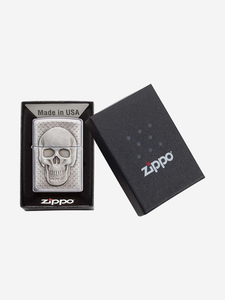 Зажигалка Zippo Skull Design Brushed Chrome