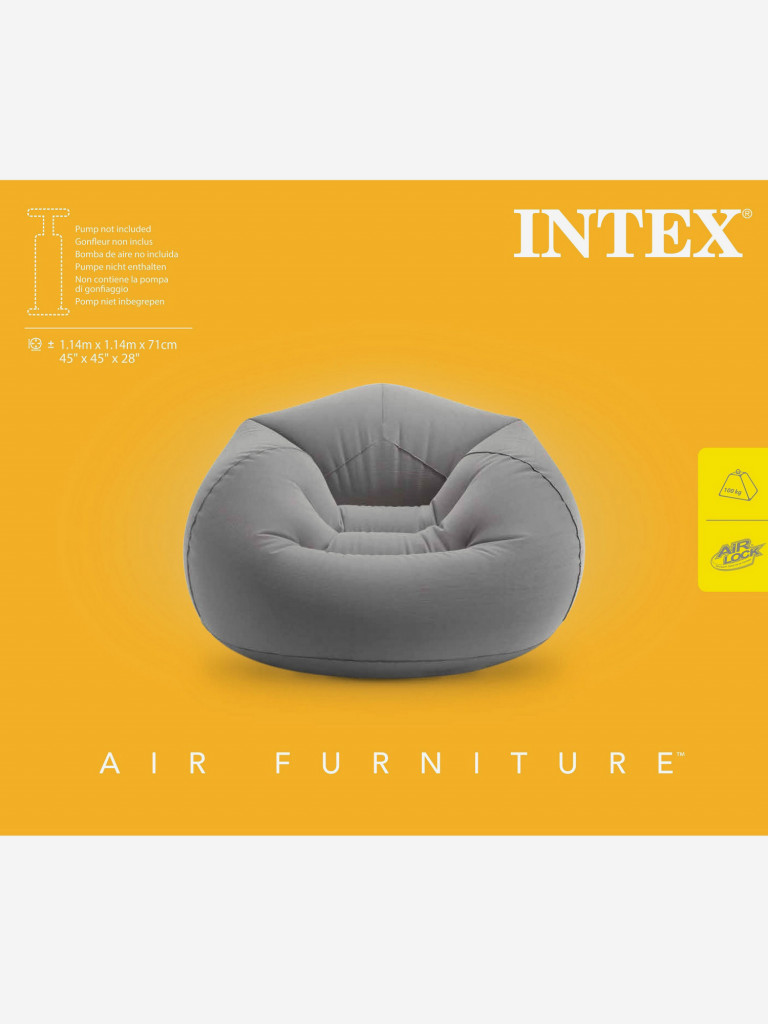 Кресло надувное Intex Beanless Bag, 114x114x71 см, флок