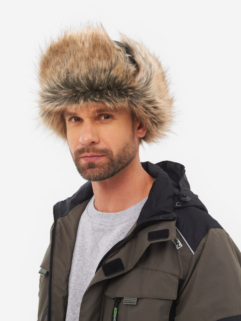 Шапка-ушанка мужская зимняя меховая с маской Huntsman Евро Енот