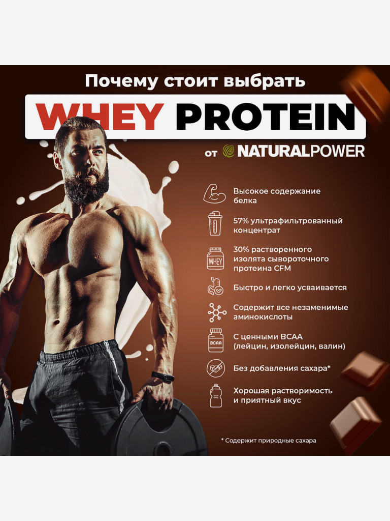 Сывороточный протеин Natural power 500 гр Шоколад, Австрия