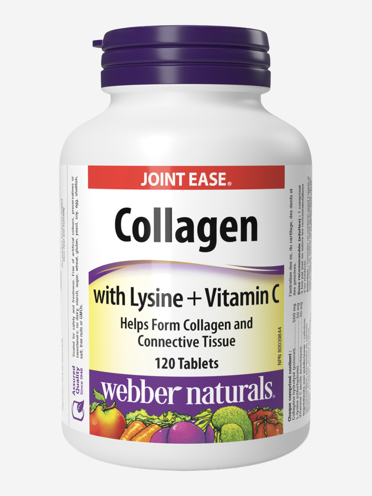 Коллаген с лизином + витамином С Webber Naturals, 1440 мг, 120 таб.