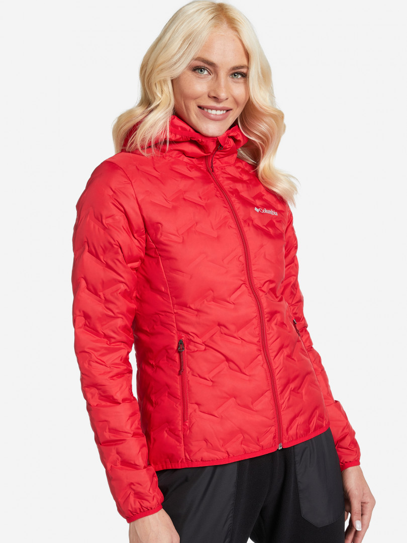 фото Пуховик женский columbia delta ridge down hooded jacket, красный