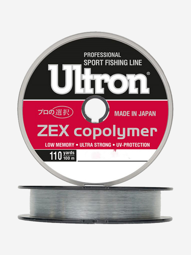 Монофильная леска для рыбалки ULTRON Zex Copolymer 0,14 мм, 100 м, 2,5 кг, прозрачная, 1 штука