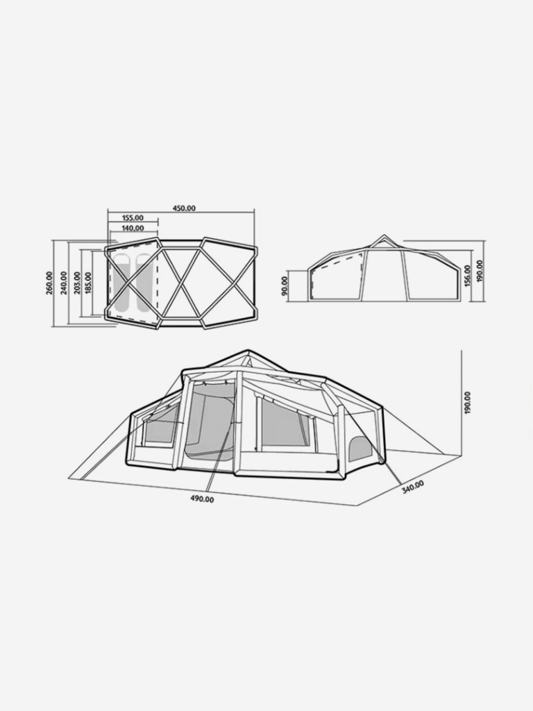 Палатка Naturehike Lingfeng Air 12.0 2-местная, быстросборная, надувной каркас, бело-голубая