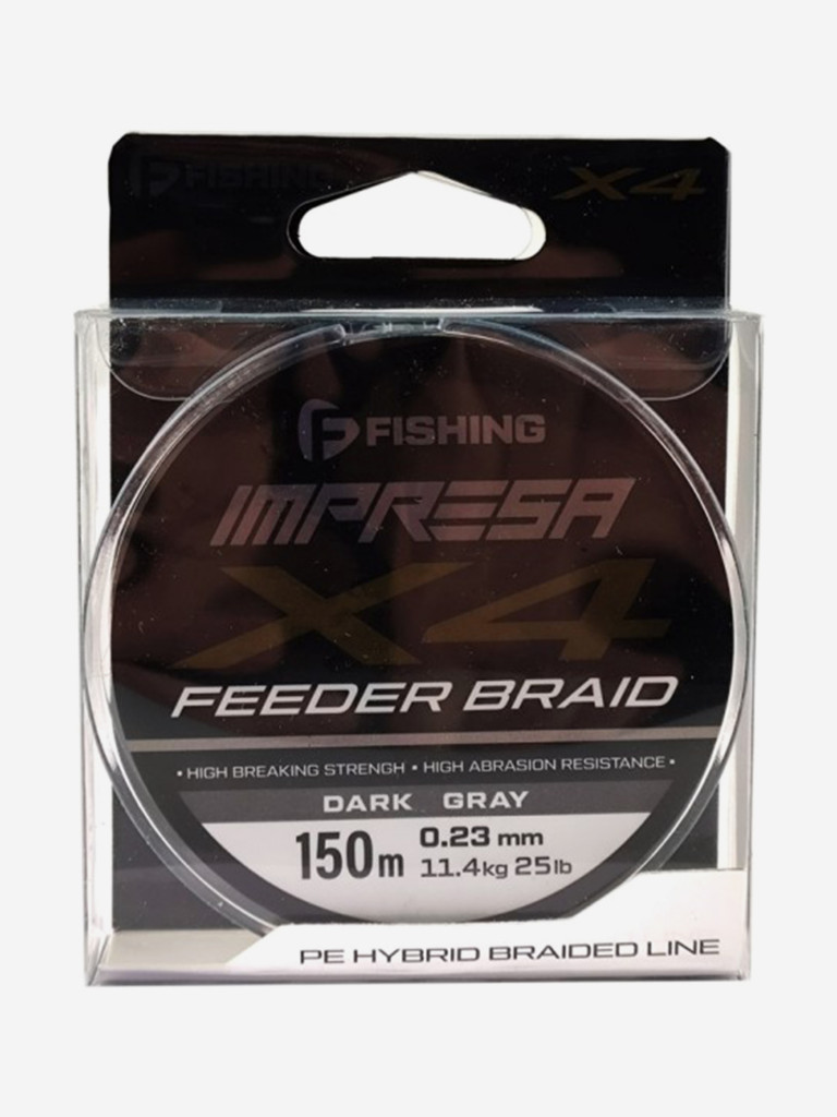 Шнур F-FISHING Impresa Braid PE X4 Feeder 150м Dark Grey 0,23мм 11,4кг/25lb