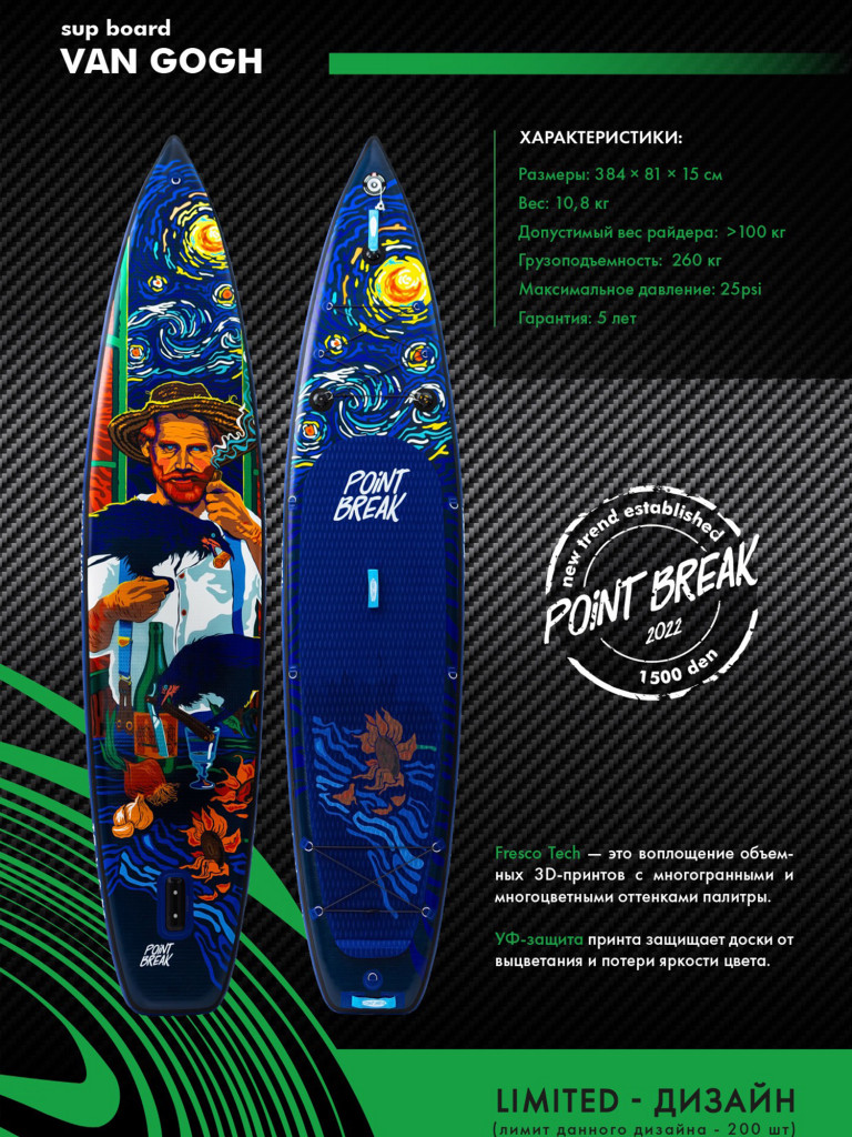 Сапборд Point Break Van gogh 12.6, 25 psi, Elite