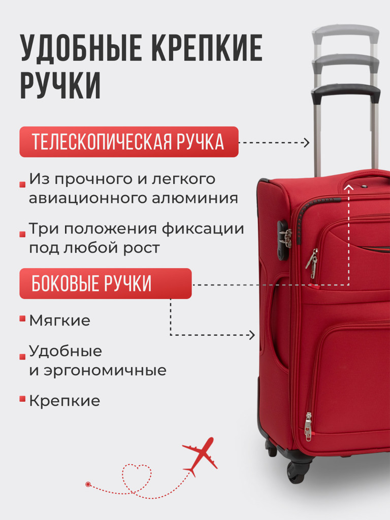 Чемодан Tevin s ручная кладь тканевый неубиваемый