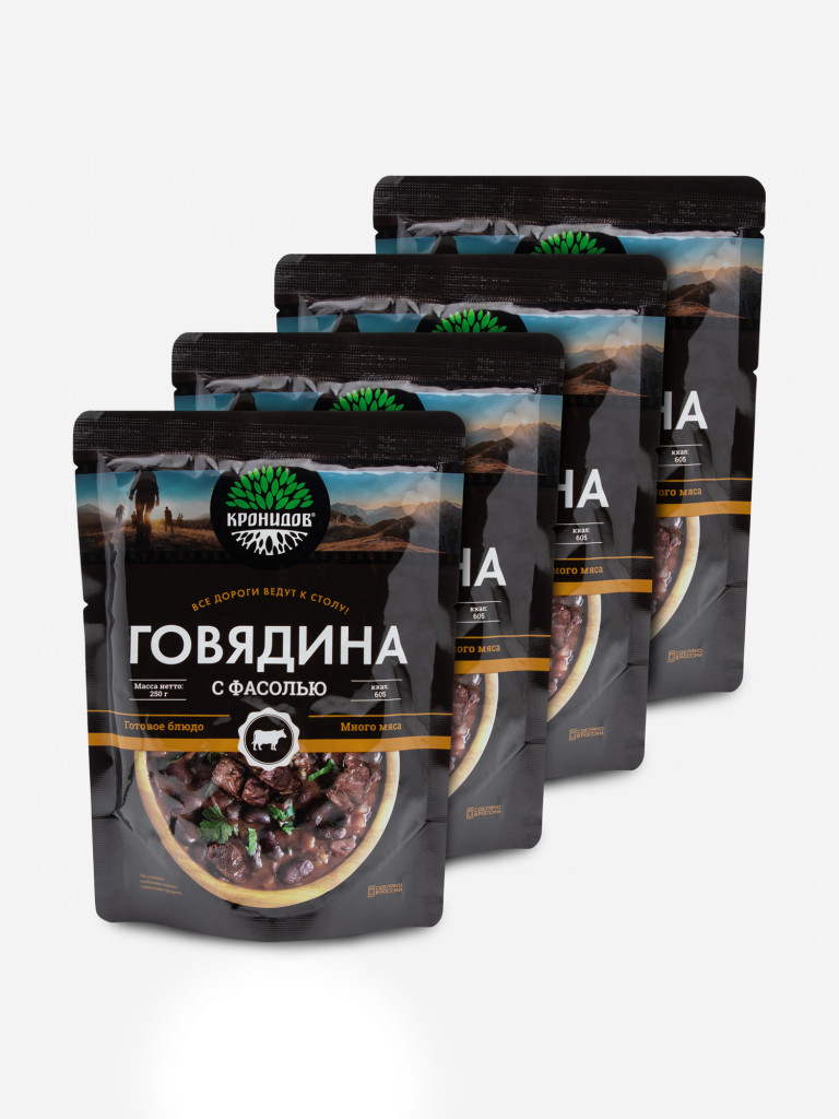 Готовое блюдо Говядина с фасолью 250 г. (Кронидов) 4шт*250гр, 1кг