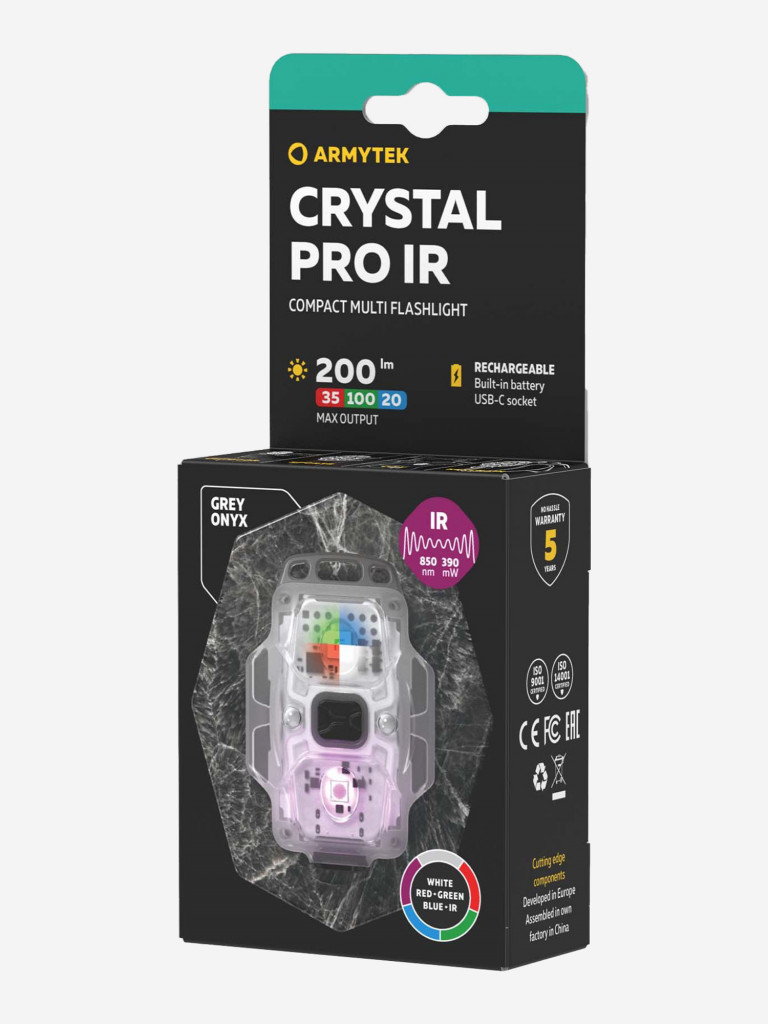 Фонарь налобный Armytek Crystal Pro IR с инфракрасным светом, 200 лм