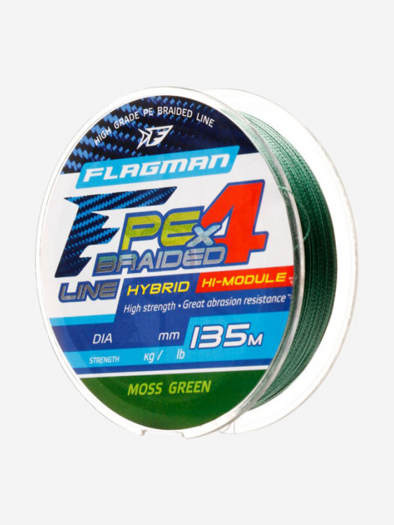 FLAGMAN Шнур PE Hybrid F4 135м Moss Green 0,12мм 6,4кг